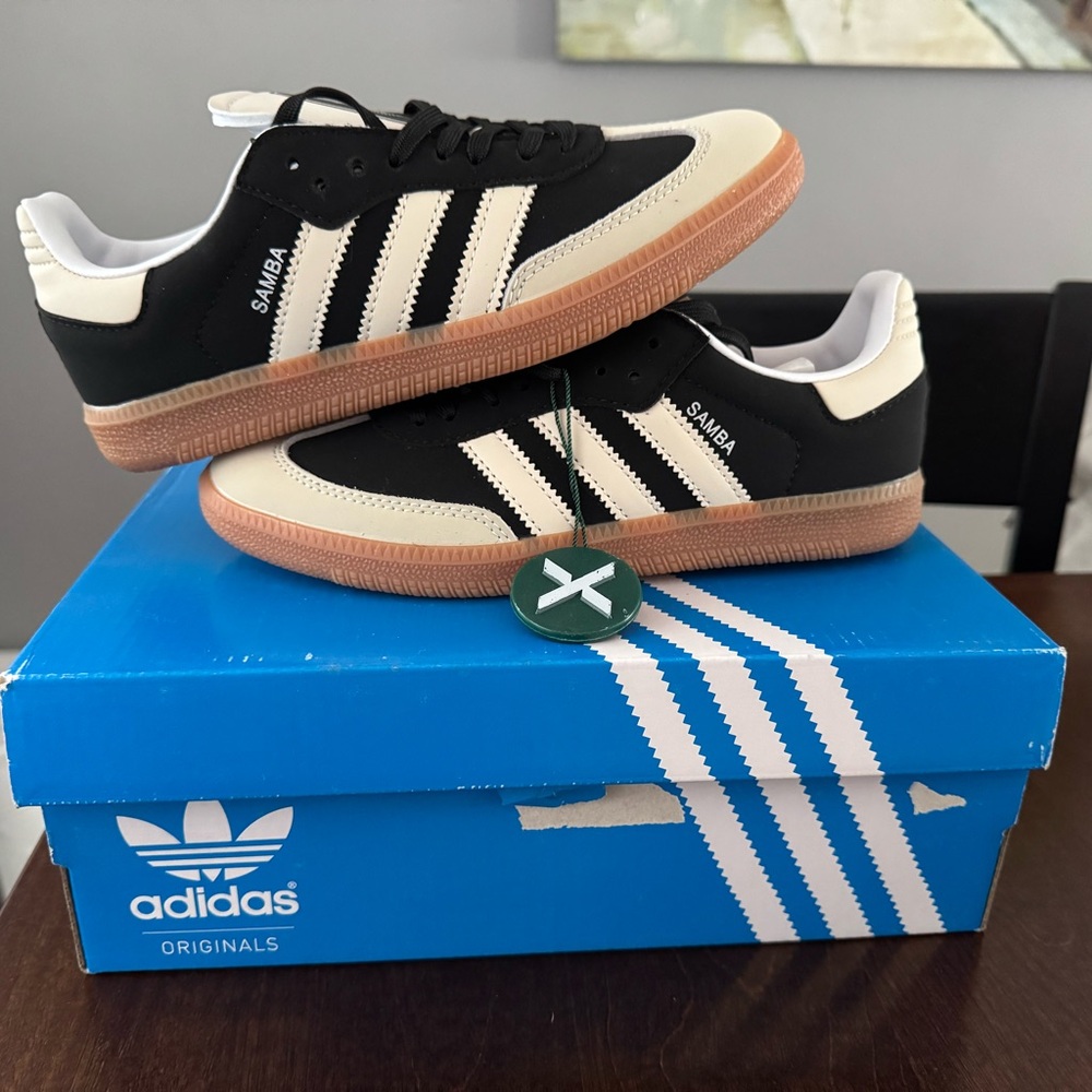 Adidas Kids Samba Black and Cream Sneakers